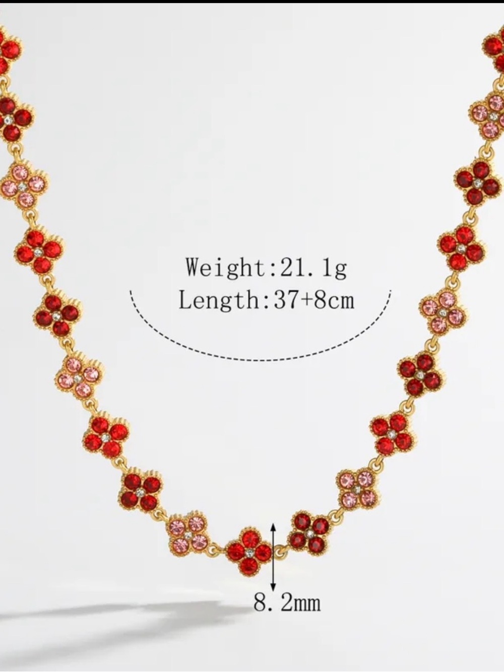 Gold-Tone Red & Pink Flower Crystal bracelet